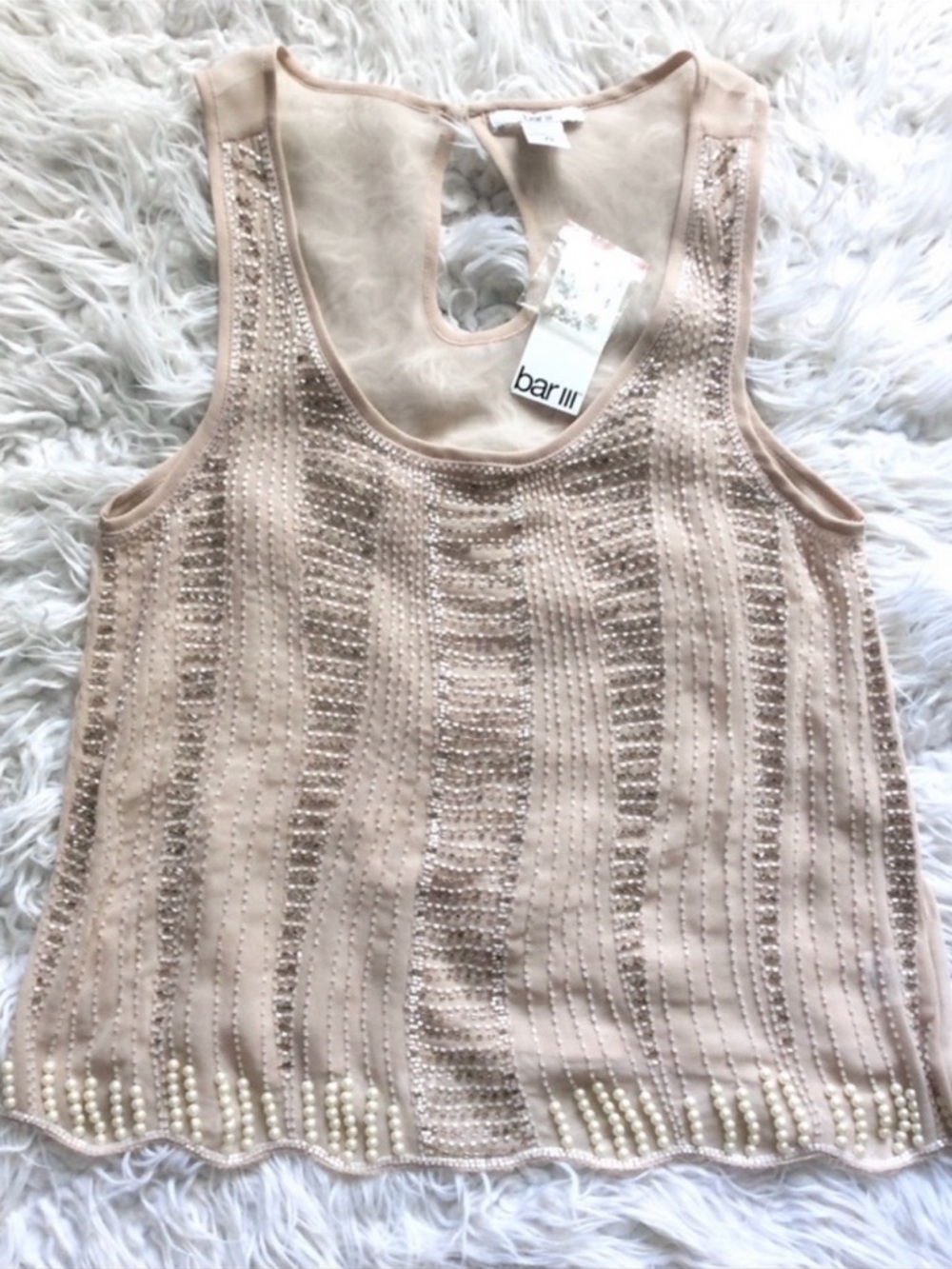 NWT Bar III Beaded Chiffon Tank Top